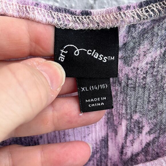 🌴 Art Class XL (14/16) Girls Purple Tie-Dye Ruffle Romper - Picture 6 of 12